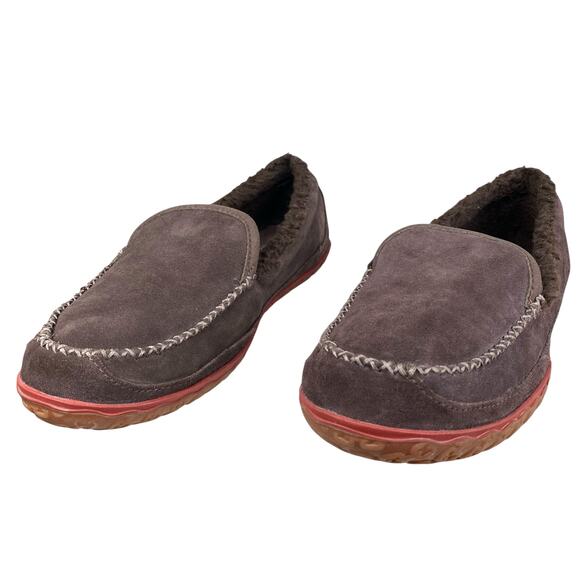 L.L. Bean Men’s Mountain Brown Suede Shearling Slippers Size US 10 - Picture 6 of 10